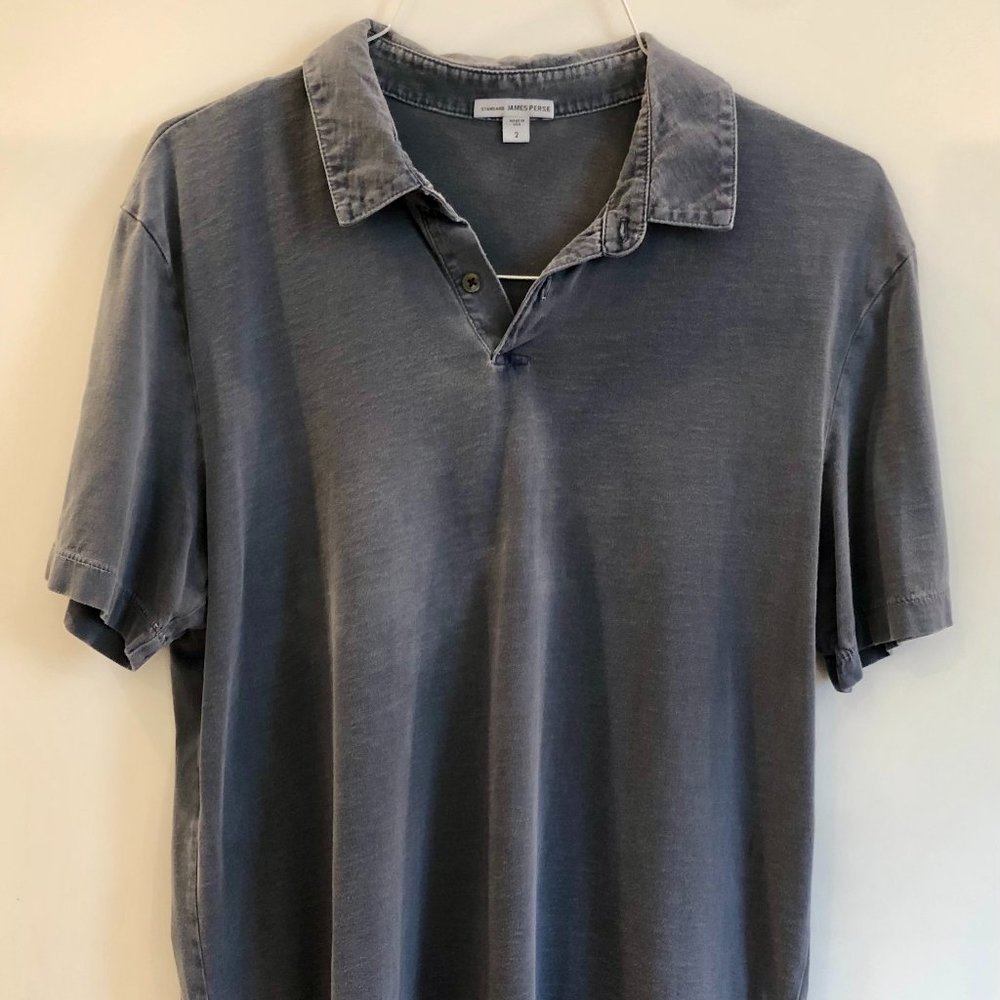 James Perse Sueded Jersey Polo (M/Blue)